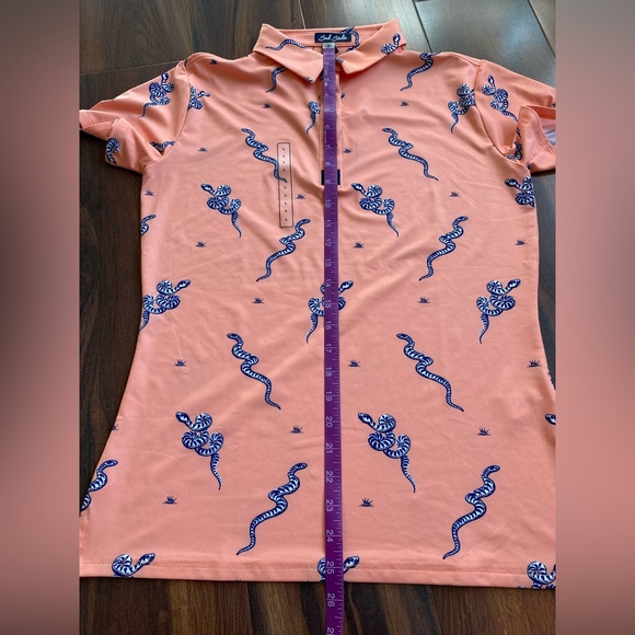 Bad Birdie Sidewinder Snake Performance Polo Short Sleeve Shirt Peach - Picture 5 of 10